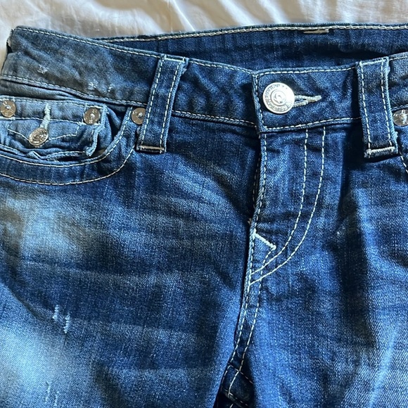 True Religion Blue Straight Leg Jeans Distressed (Size 29) - Picture 2 of 9